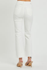 RISEN Women's High Rise Button Fly Straight Ankle Jeans - Versatile & Stylish